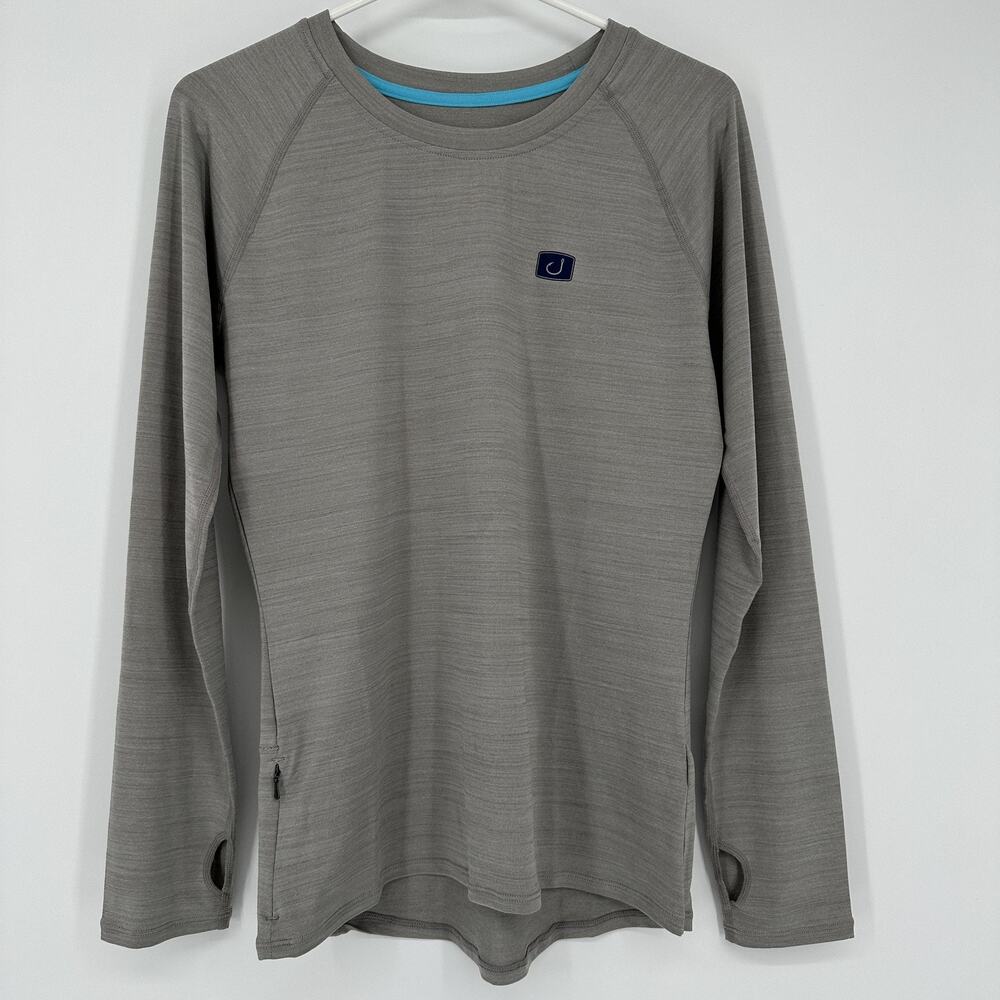 Avid Gear Pullover Shirt Mens Medium Gray Long Sleeve Lightweight Fishing UV